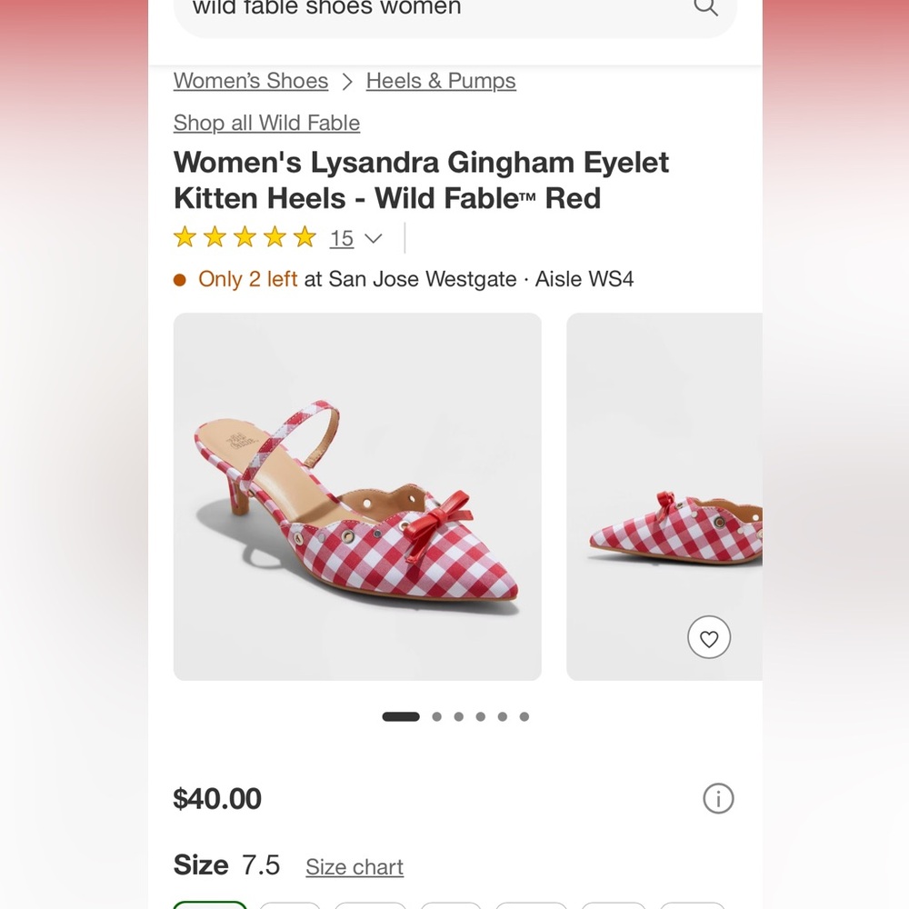 Wild Fable Red Kitten Heel - NWT